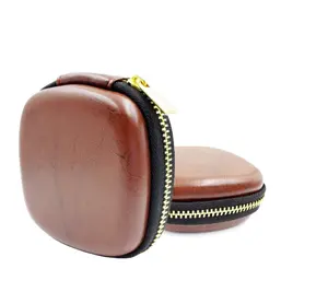 Hộp Đựng Tai Nghe EVA Có Khóa Kéo Hình Vuông Nhỏ Mang Theo Cứng Du Lịch Chống Thấm Nước Bằng Da PU Màu Nâu Tùy Chỉnh - Product Image 1