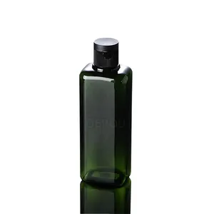 empty plastic PET bottle for cosmetic shampoo body lotion 200ml green press pump spray/screw cap bottles