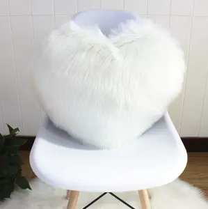 New design plush fluffy Faux sheepskin fur heart shaped cushion cover bulk pillow cases