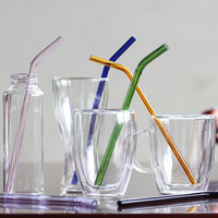 Pailles créatives en verre borosilicate résistant à la chaleur pour jus et lait, droites ou courbées, mtl