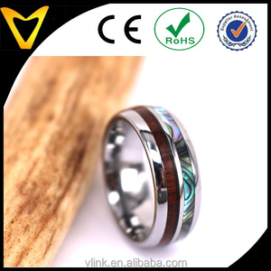 8mm Genuine Koa Wood <strong>Abalone</strong> Tungsten Two Tone Wedding Ring Central <strong>Abalone</strong>