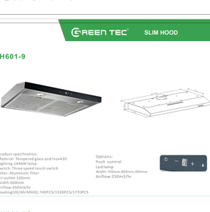 Cheminée <span class=keywords><strong>Greentec</strong></span> H601-9 corps en acier Inoxydable hotte Mince - Product Image 3