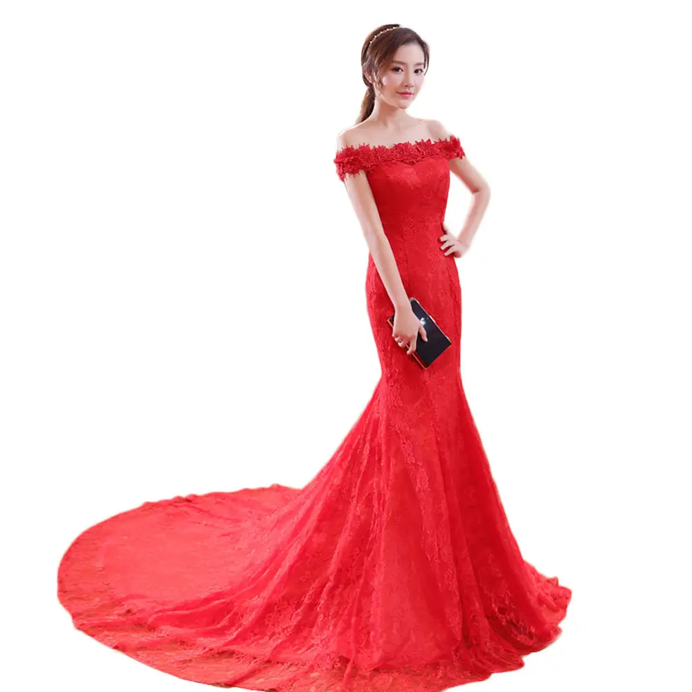 Slimming Fish Tail Wedding Dress red Mermaid Bridal Gown design tail wedding dress 2019