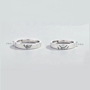 JUNLU-Conjunto <span class=keywords><strong>de</strong></span> anillos <span class=keywords><strong>de</strong></span> plata <span class=keywords><strong>de</strong></span> ley 925 con letras, joyería fina, diseño Original - Product Image 6