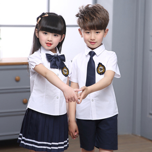 Conjunto de 2 Piezas, Vestido Corto con Blusa Blanca de Manga Corta, Uniformes <span class=keywords><strong>Escolares</strong></span> con Falda, Camisa para Niños y Niñas de Jardín de Infancia y Primaria - Product Image 2