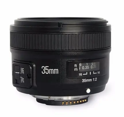 Yongnuo Lensa 35Mm YN35mm F2, Lensa Sudut Lebar Bukaan Besar, Lensa Fokus Otomatis Tetap untuk Kamera Canon EF Mount