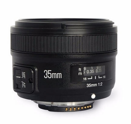 Yongnuo 35mm Lens YN35mm F2 Lens Wide-angle Large Aperture Fixed Auto Focus Lens for canon EF Mount Camera
