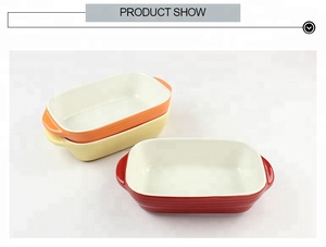 Ustensiles de cuisson personnalisés, plats rectangulaires pour la cuisson de pâtes, plats à lasagnes, plats <span class=keywords><strong>gratin</strong></span>és, couleur sous glaçure, plat à pain avec poignée - Product Image 2