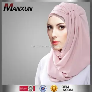 穆斯林头巾帽流行最新热门女性头巾伊斯兰雪纺围巾马来西亚珠宝头巾
