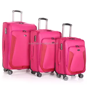 Rosa espandibile rotolamento 4 ruote set bagaglio morbido 3 pezzi valise carry trolley da viaggio