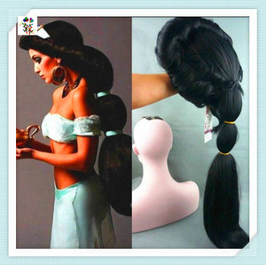 Disfraz de fiesta personalizado para <span class=keywords><strong>mujer</strong></span>, <span class=keywords><strong>pelucas</strong></span> de <span class=keywords><strong>Carnaval</strong></span> sintéticas con cinta de jazmín de Color negro, 2017 - Product Image 2