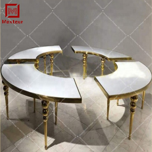 Moderno <span class=keywords><strong>de</strong></span> metal <span class=keywords><strong>de</strong></span> oro <span class=keywords><strong>de</strong></span> acero inoxidable media luna banquete mesas y sillas, - Product Image 4