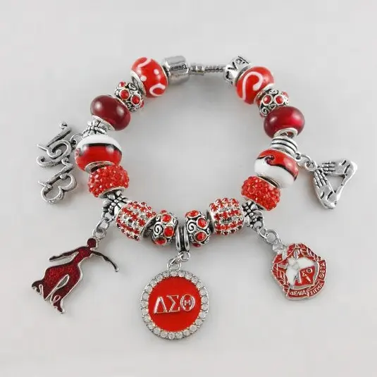 Online Wholesale Red Elephant Delta Sigma Thet 1913 Elephant Shield Charm Bracelet