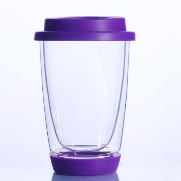 Double Wall Glass Coffee Cup with Lid High Borosilicate Glass Glass Coffee Cup GlassTumbler