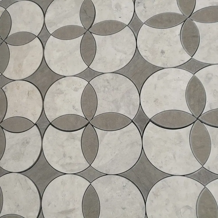 Tunisie gris marbre mosaïque de jet d'eau pour la décoration de la salle