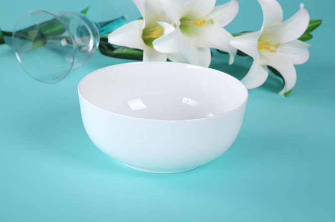Haonai manufactured Chinese style porcelain bowl white deep round bowl soup bowl