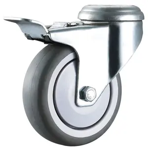 SS 5 inch TPR Rubber Trolley Caster Wheels Grey Tread