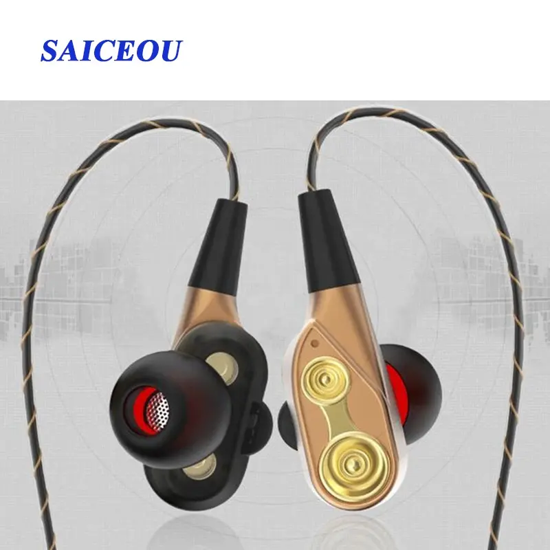 Best fashion wired 1.2 meter long in-ear style dual bass stereo business headphone with volume control