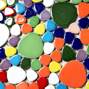 Mixed Color <strong>Pebble</strong> Round Polished Ceramic Mosaic <strong>Tile</strong> Wall Decoration - Product Image 3