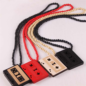 Collar con colgante de cinta de madera de estilo <span class=keywords><strong>Hip</strong></span> <span class=keywords><strong>Hop</strong></span> para chicos - Product Image 1