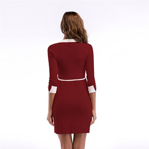 OEM ODM de Peter <span class=keywords><strong>Pan</strong></span> Collar Casual cuarto manga botón frontal de empalmado señoras mujeres pakistaníes vestido plisado - Product Image 6