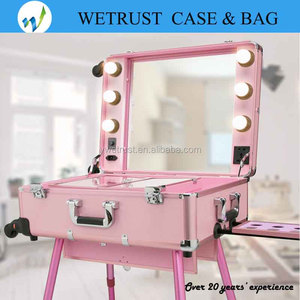 24-Inch Màu Đen Cán Train Bảng Cho Studio Trang Điểm Nghệ Sĩ Thời Trang Lớn Trường Hợp Mỹ Phẩm 6X40 W LED Ánh Sáng Bóng Đèn Kim Cương ABS - Product Image 3