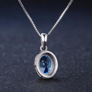 Naturale Della Pietra Preziosa Dell'argento Sterlina 925 8x6mm Ovale Swiss Blu Topaz <span class=keywords><strong>Collana</strong></span> S925 Per Le Donne NI049 - Product Image 4
