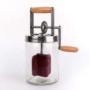 1L Làm Bằng Tay Thủy Tinh Tay Crank Bơ Churn Jar Nhà Giữ Mục Đích 1000Ml