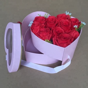 Tùy Chỉnh LOGO Màu Sắc Khác Nhau Đôi Layers Tim Hộp Quà Tặng, Sang Trọng Hộp Hoa Với PVC <span class=keywords><strong>Hat</strong></span> - Product Image 3