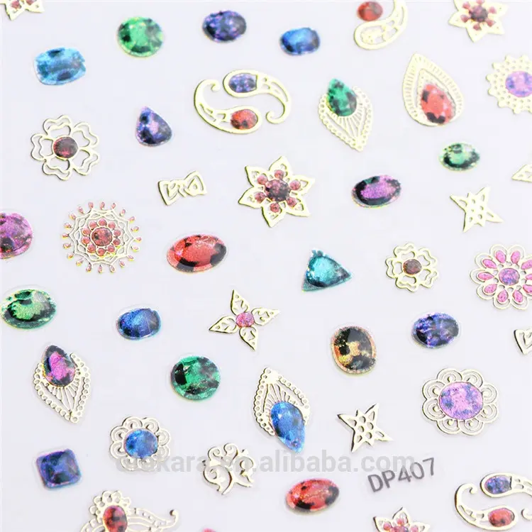 1 Sheet Christmas 3D Jewelry Nail Sticker Adhesive Gold Bronzing Shiny Easy Tips Flower Cartoon Perfume Silver Nail Decals