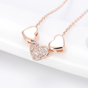 La migliore vendita di gioielli in oro rosa collana pendente a cuore <span class=keywords><strong>925</strong></span> in argento <span class=keywords><strong>Sterling</strong></span> collana di zirconi cubici per donna - Product Image 2