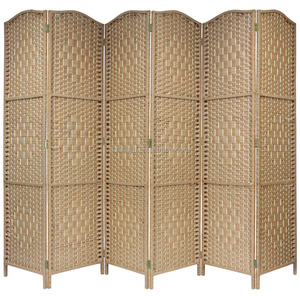 Paravento Decorativo in Rattan Mobile, Pannello in Legno Stile Dubai, Divisorio Pieghevole a 3 Pannelli, Separatore Economico con Carta per Matrimoni - Product Image 4