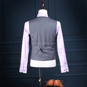 Check Grid colletto con visiera formale <span class=keywords><strong>maschile</strong></span> smoking su misura Costume 3 pezzi giacca gilet pantaloni NA28 abiti con pantaloni doppio seno - Product Image 4