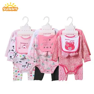 Großhandel OEM Schöne 100% Baumwolle Neugeborene Baby kleidung Set 5St