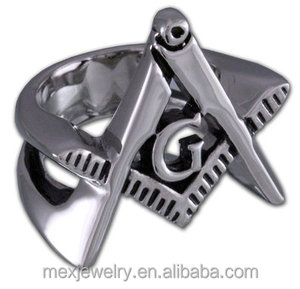 Bague vintage en acier inoxydable avec symbole triangulaire, anneau franc-maçonnerie, découpé - Product Image 2