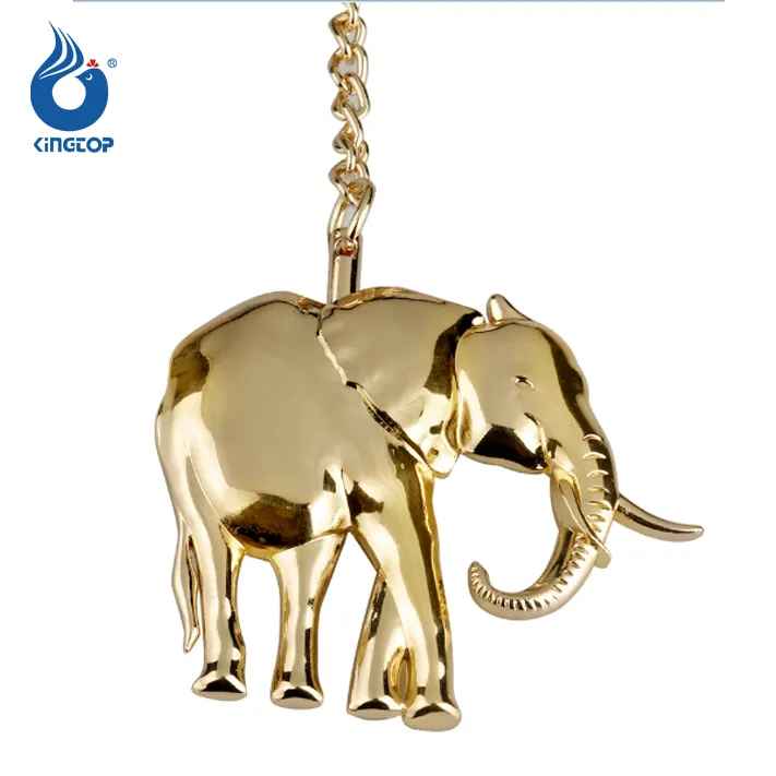 Chaveiro de metal em forma de animal personalizado, chaveiro com gravação a laser dourado elefante da tailândia