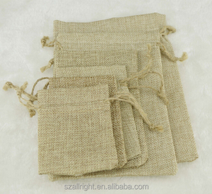 Petite pochette à cordon de jute en <span class=keywords><strong>lin</strong></span> naturel Sacs en toile de jute Surface avec sérigraphie pour bijoux et pochettes cadeaux - Product Image 4