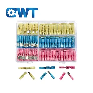 Qwt kit de conectores elétricos, 220 pçs totalmente isolados, termo retrátil, fêmea e macho, à prova d' água, kit de conectores bunda