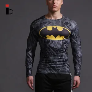 Groothandel super hero kostuum t-shirt-Sublimatie Digital Print Superhero gym strakke t-shirt