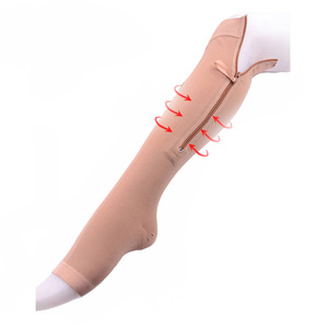 <span class=keywords><strong>Medias</strong></span> de compresión médica para venas varicosas hasta la rodilla de color sólido con cremallera para venta al por mayor - Product Image 1