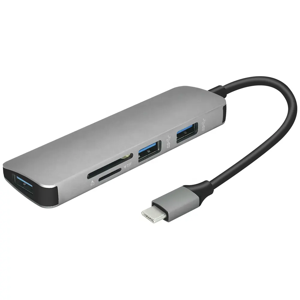 5 ב 1 USB C Hub עם 3 יציאות USB 3.0, SD, TF כרטיס קורא עבור Macbook pro, Huawei matbook ועוד סוג-C מכשירים