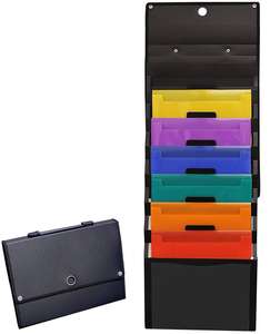 ملونة قابلة للطي المتتالية جدار مجلد ملفات شنقا منظم الملفات جدار جبل مخطط به جيوب مع 6 جيوب ملف - Product Image 3