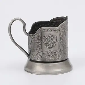 Portavasos de Cerveza de Metal Electrochapado con Diseño Ruso Moderno en Relieve, Forma Personalizada con Diseño Tradicional Antiguo - Product Image 1
