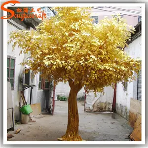 Árbol de los deseos de boda artificial, hecho en china, árboles de los deseos dorados para la venta, soporte de metal de árbol de planta banyan ficus de otoño