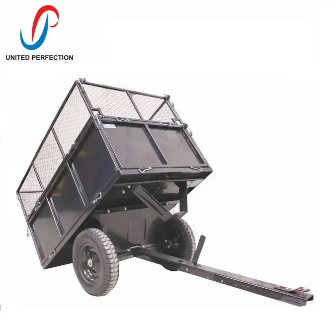 Imalatı fabrika yeni ağır hizmet tipi ATV/UTV çim biçme makinesi bahçe damperli çelik römork örgü bekçi