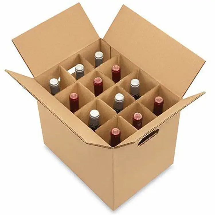 Kemasan Botol Anggur Kustom Pengiriman Kardus Bergelombang Dimensi Karton Kotak Anggur