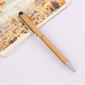 Jingda brand wholesale carved wood active stylus pen with 2 in 1 promotional gift wood pen