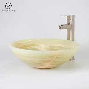 Luxury Green Onyx Wash Basin Stone Bathroom Sink Stone Vessel Sink For Bathroom Using