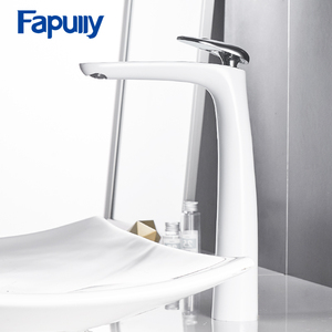 Fapully alta calidad pintura blanca y cromada baño del fregadero del <span class=keywords><strong>lavabo</strong></span> grifos mezclador grifos - Product Image 1