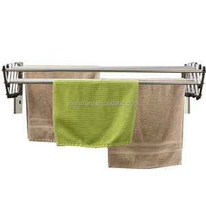 Porte-linge mural en bois, support de séchage avec pignon, cintre de tissu pliable, polyvalent - Product Image 5